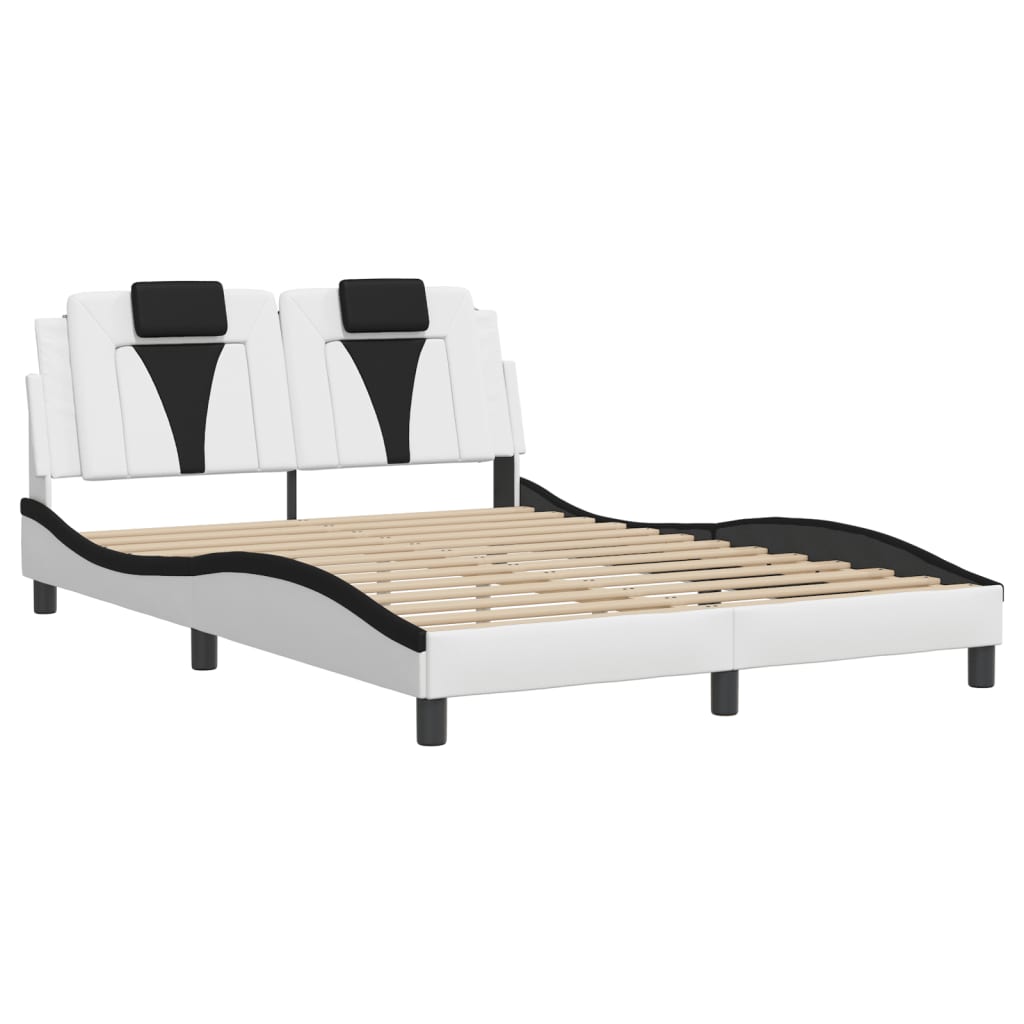 Cadre de lit sans matelas blanc et noir 120x200 cm similicuir - XIOS