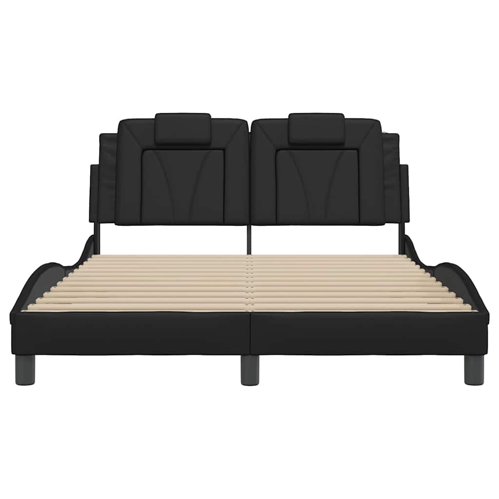 Cadre de lit Viana sans matelas noir 140x190 cm similicuir