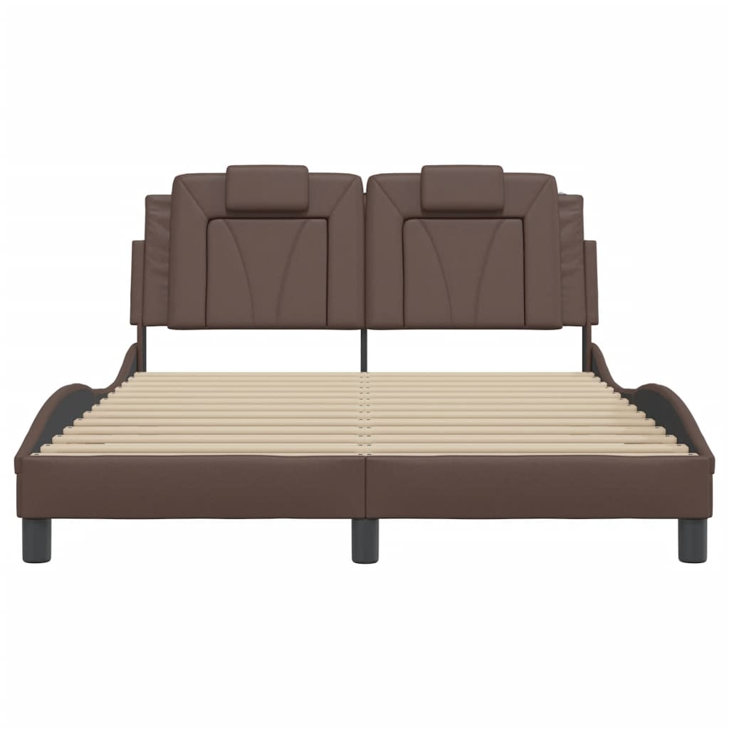 Cadre de lit sans matelas marron 140x190 cm similicuir - XIOS