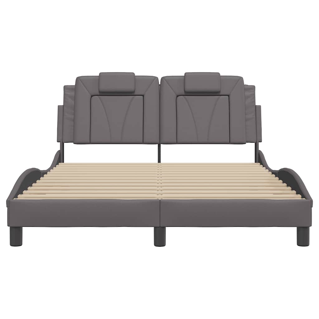 Cadre de lit Viana sans matelas gris 140x190 cm similicuir
