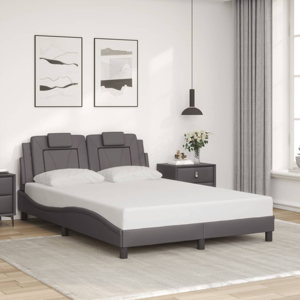 Cadre de lit sans matelas gris 140x190 cm similicuir - XIOS