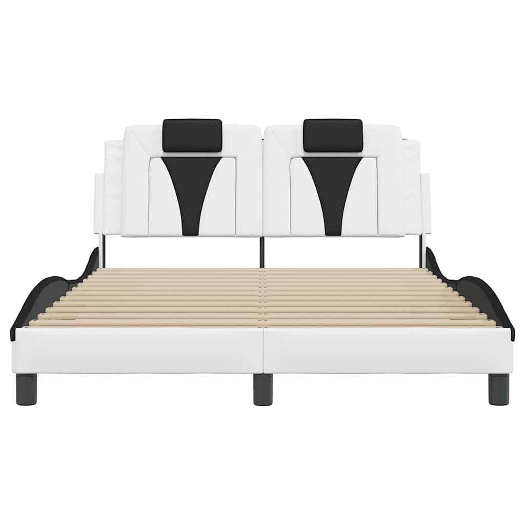 Cadre de lit Viana sans matelas blanc et noir 140x190 cm similicuir