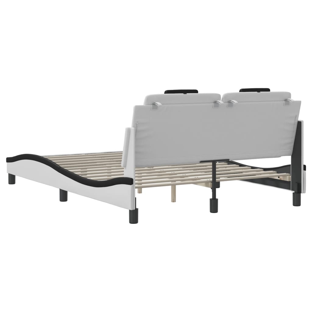 Cadre de lit sans matelas blanc et noir 140x190 cm similicuir - XIOS