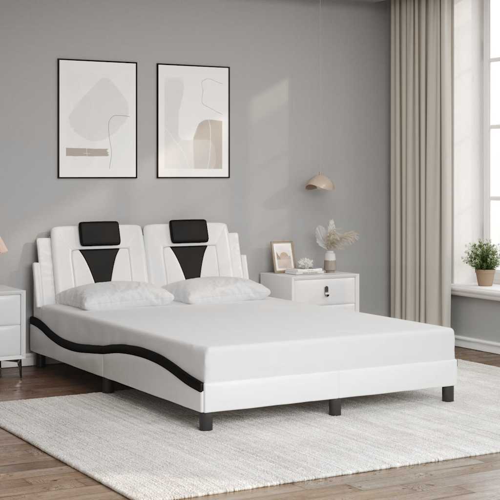 Cadre de lit Viana sans matelas blanc et noir 140x190 cm similicuir