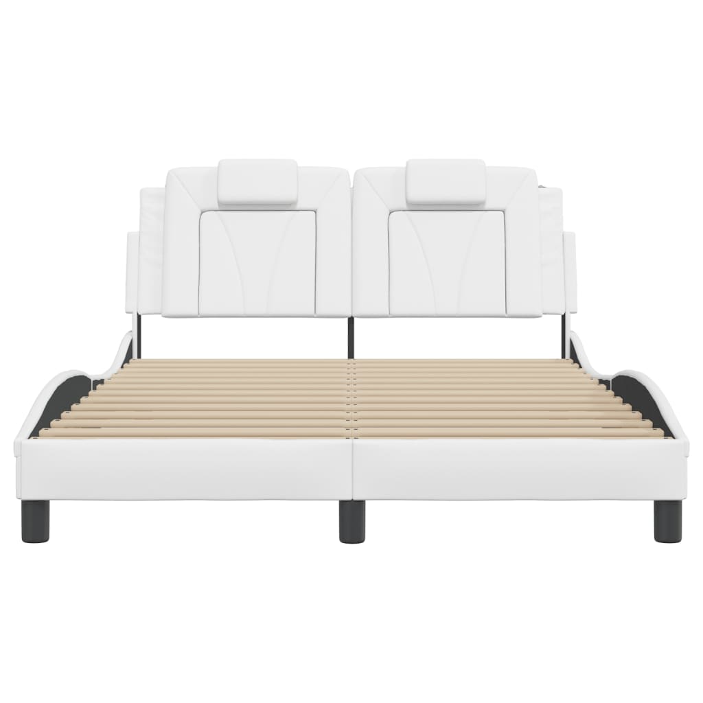 Cadre de lit sans matelas blanc 140x200 cm similicuir - XIOS