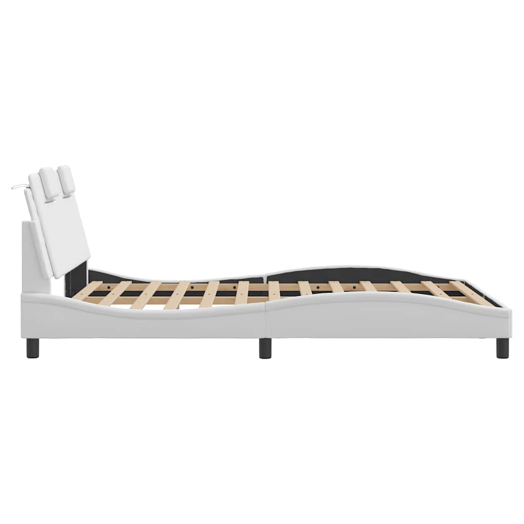 Cadre de lit Viana sans matelas blanc 140x200 cm similicuir