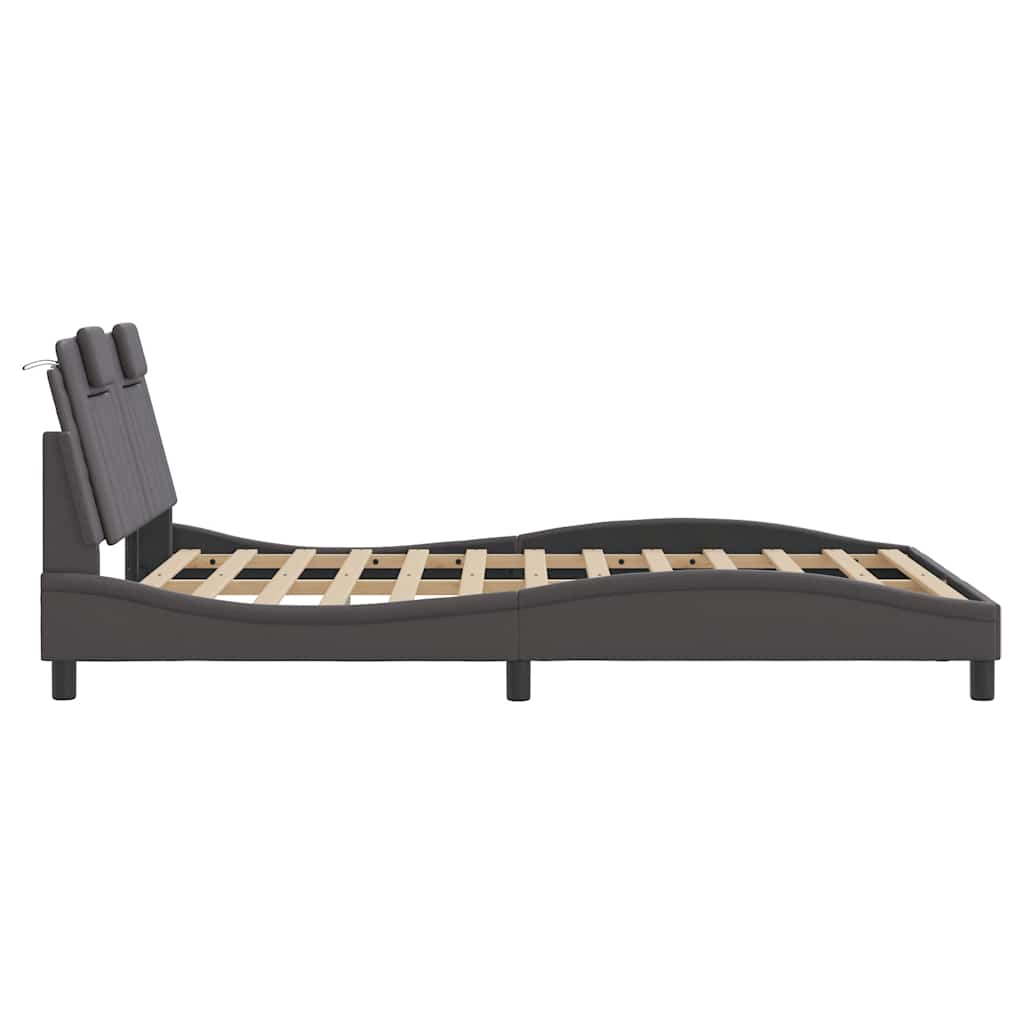 Cadre de lit Viana sans matelas gris 140x200 cm similicuir