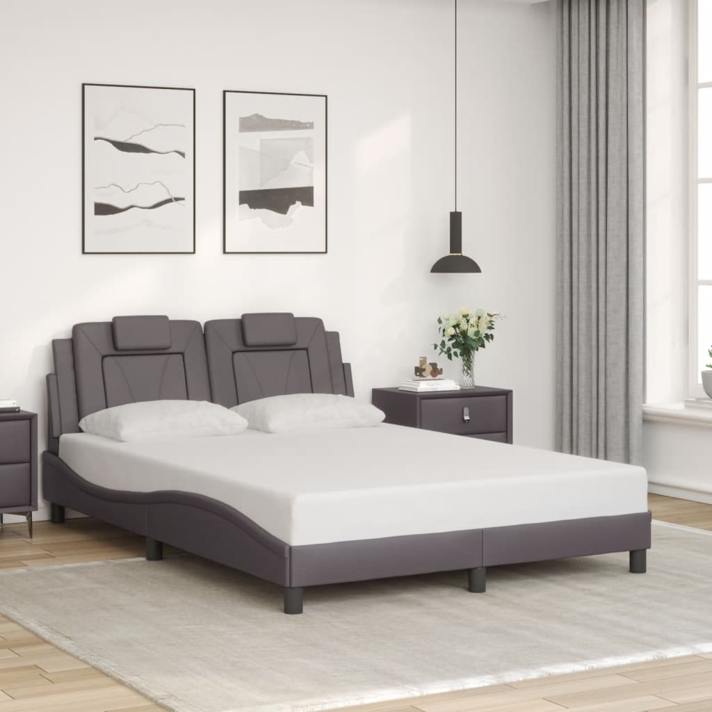 Cadre de lit sans matelas gris 140x200 cm similicuir - XIOS