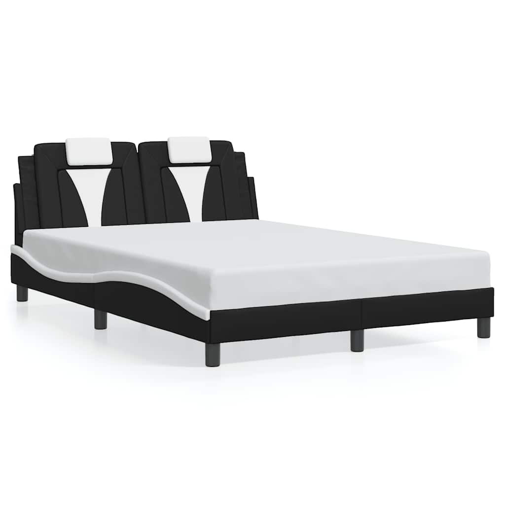 Cadre de lit Viana sans matelas noir et blanc 140x200 cm similicuir