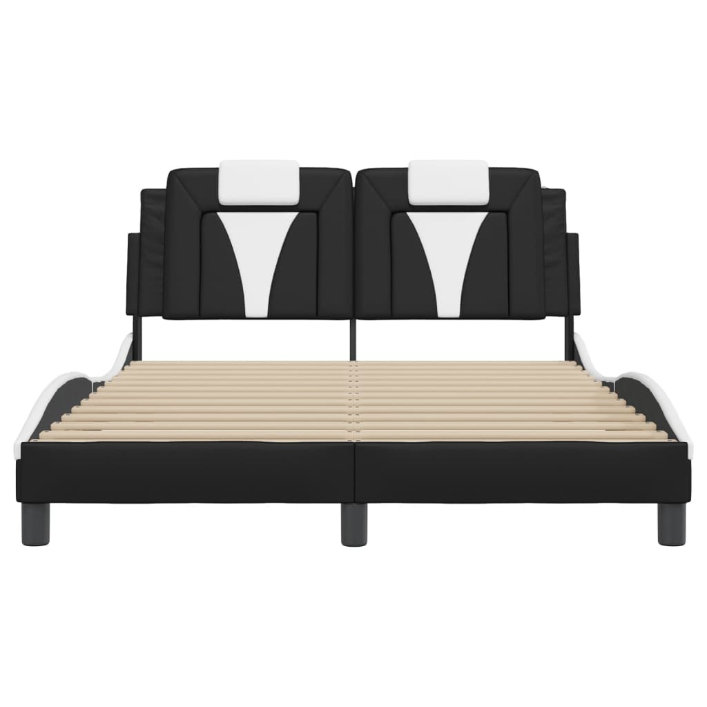 Cadre de lit sans matelas noir et blanc 140x200 cm similicuir - XIOS