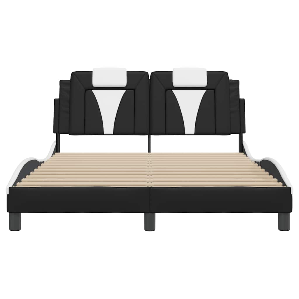 Cadre de lit Viana sans matelas noir et blanc 140x200 cm similicuir