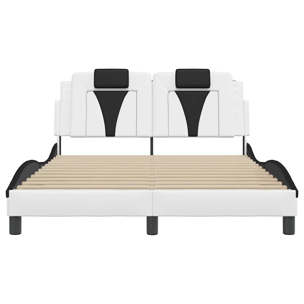 Cadre de lit Viana sans matelas blanc et noir 140x200 cm similicuir