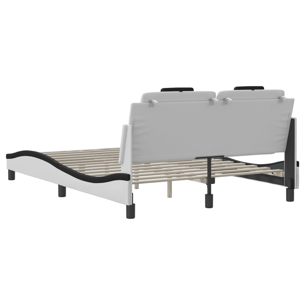 Cadre de lit sans matelas blanc et noir 140x200 cm similicuir - XIOS