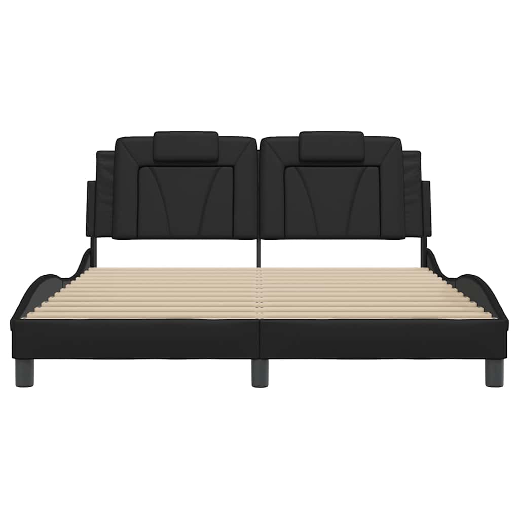 Cadre de lit Viana sans matelas noir 160x200 cm similicuir