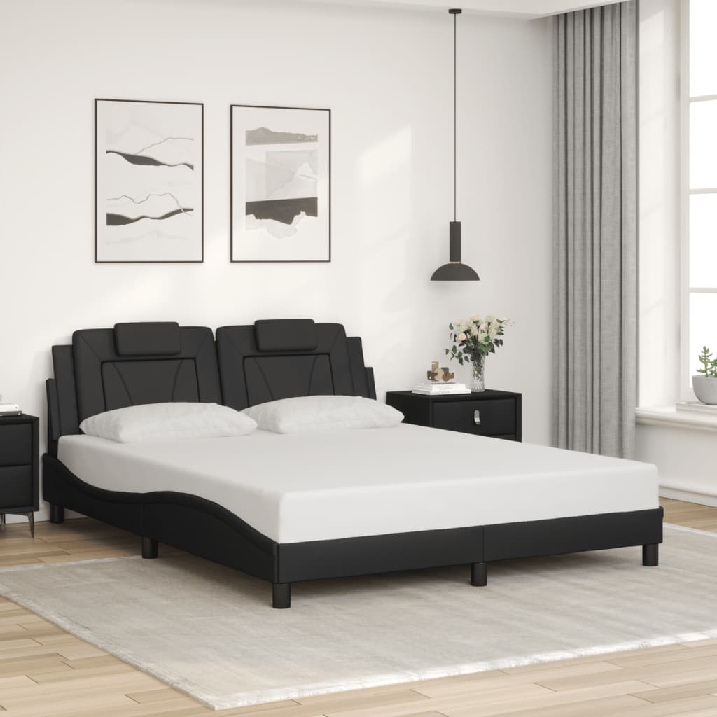 Cadre de lit sans matelas noir 160x200 cm similicuir - XIOS