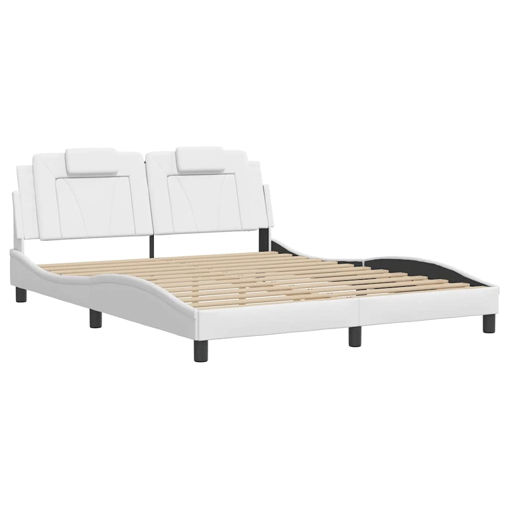 Cadre de lit Viana sans matelas blanc 160x200 cm similicuir