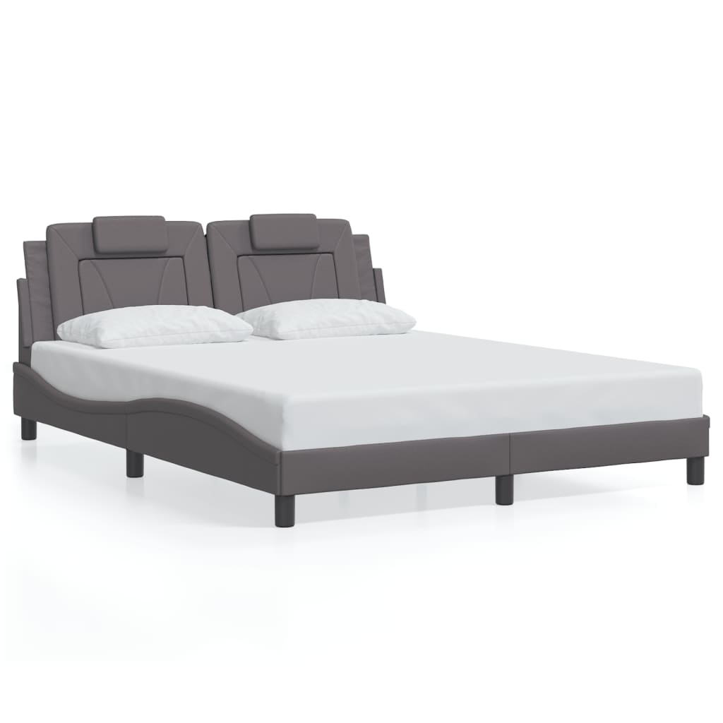 Cadre de lit sans matelas gris 160x200 cm similicuir - XIOS