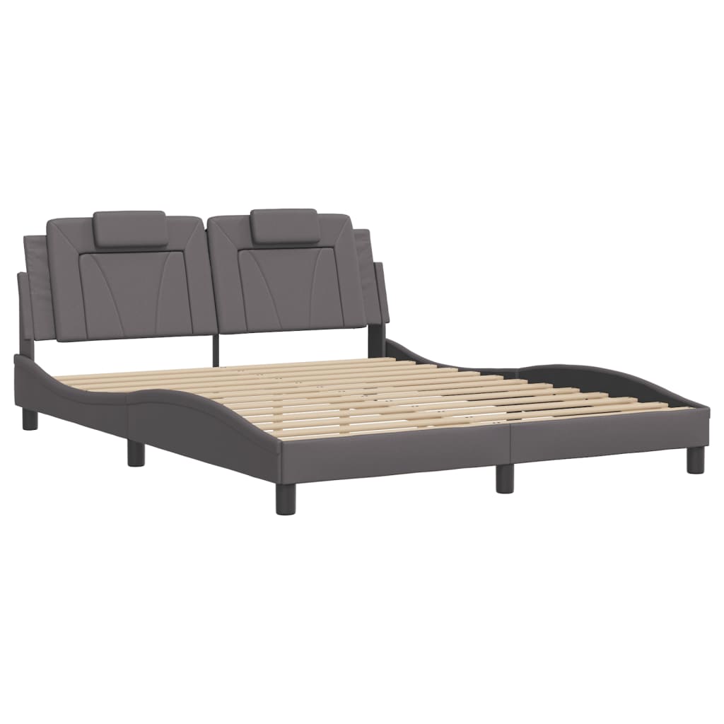 Cadre de lit sans matelas gris 160x200 cm similicuir - XIOS