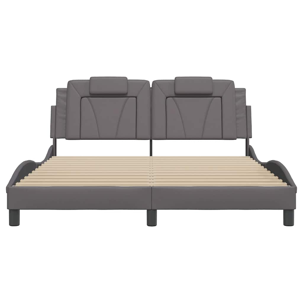 Cadre de lit Viana sans matelas gris 160x200 cm similicuir