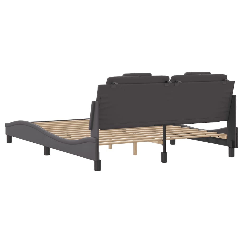 Cadre de lit sans matelas gris 160x200 cm similicuir - XIOS