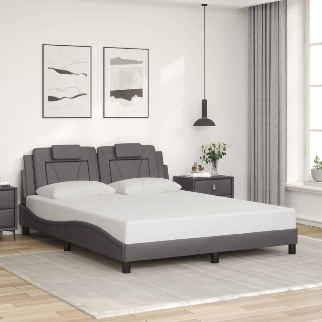 Cadre de lit sans matelas gris 160x200 cm similicuir - XIOS