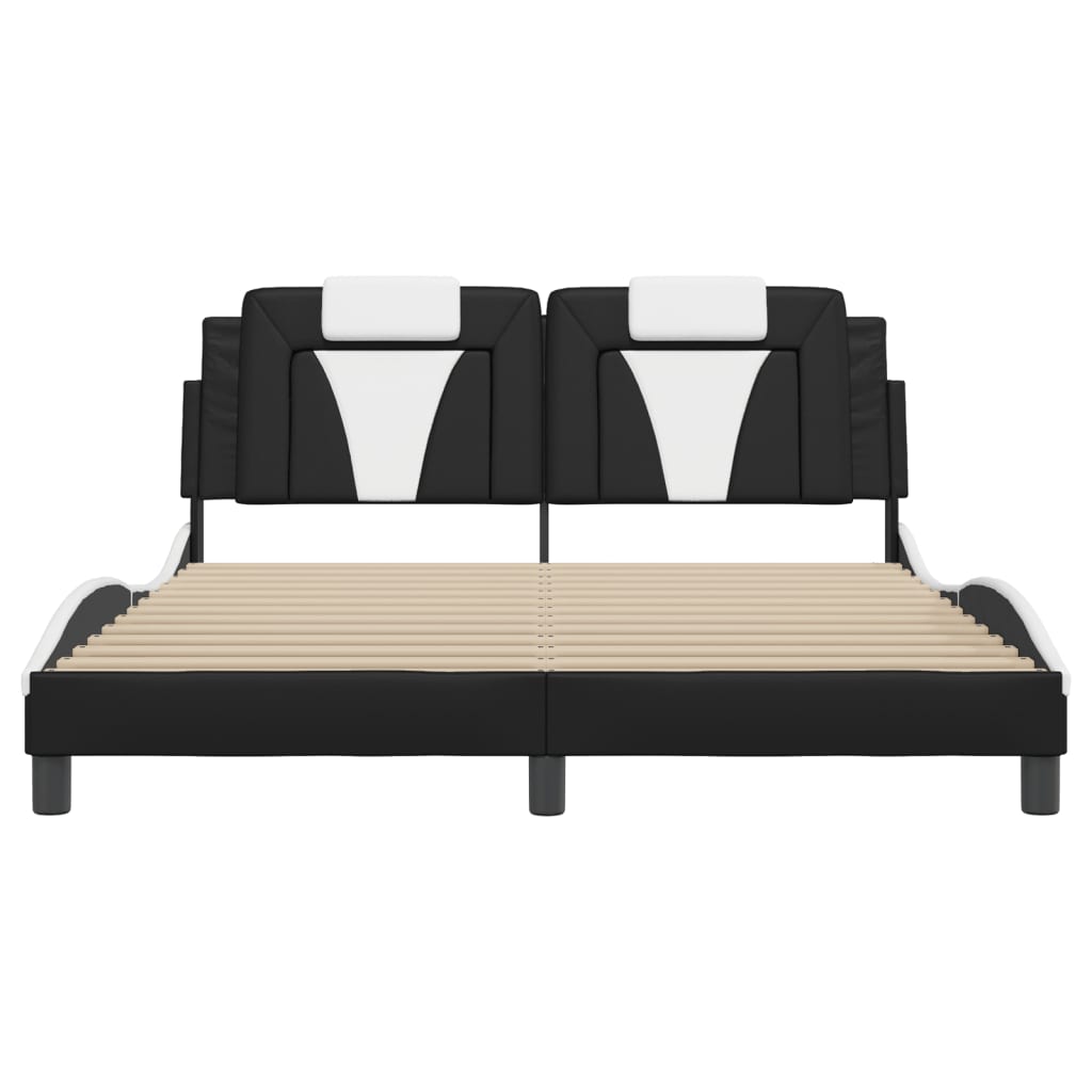 Cadre de lit sans matelas noir et blanc 160x200 cm similicuir - XIOS
