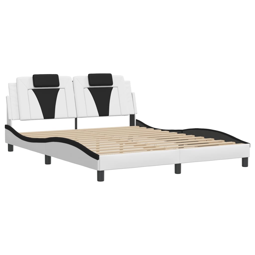 Cadre de lit sans matelas blanc et noir 160x200 cm similicuir - XIOS