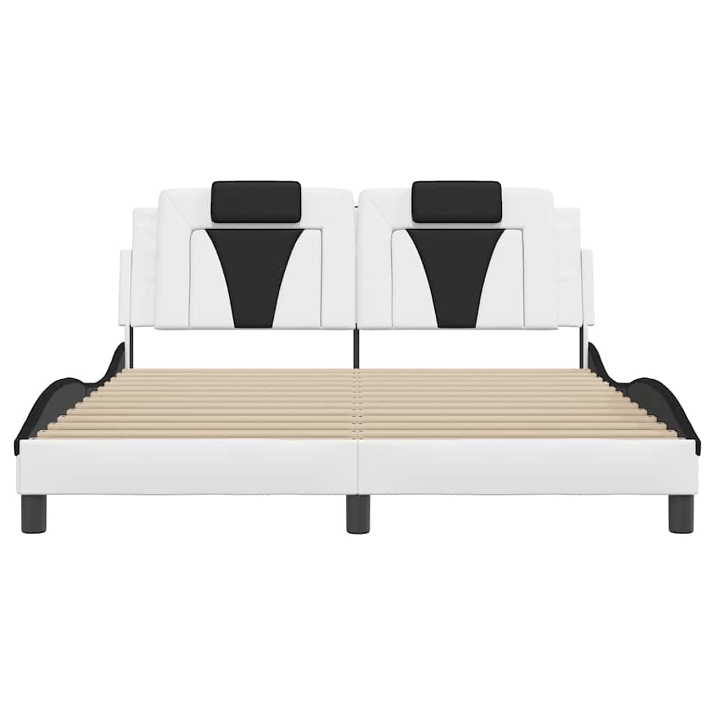 Cadre de lit Viana sans matelas blanc et noir 160x200 cm similicuir