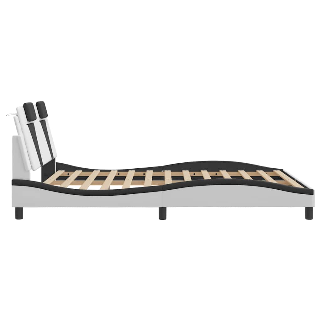 Cadre de lit Viana sans matelas blanc et noir 160x200 cm similicuir