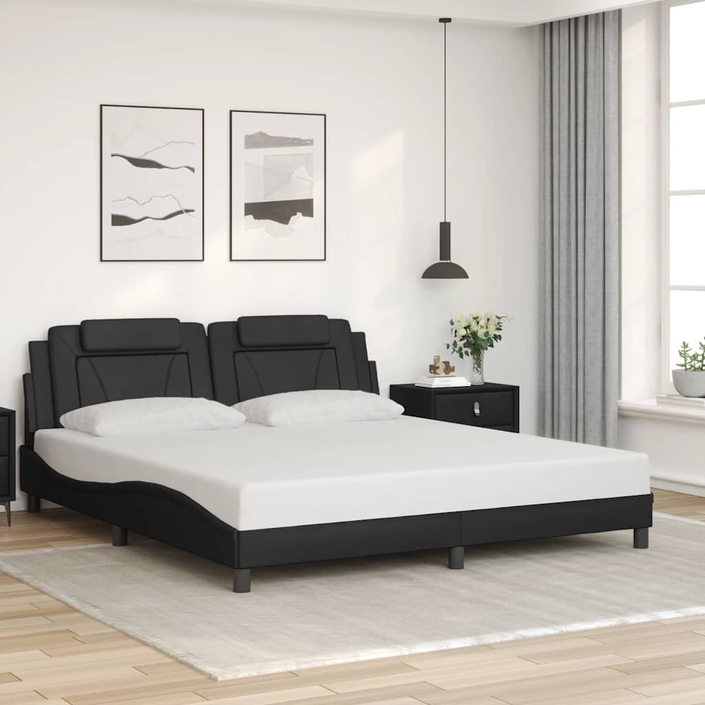 Cadre de lit Viana sans matelas noir 180x200 cm similicuir