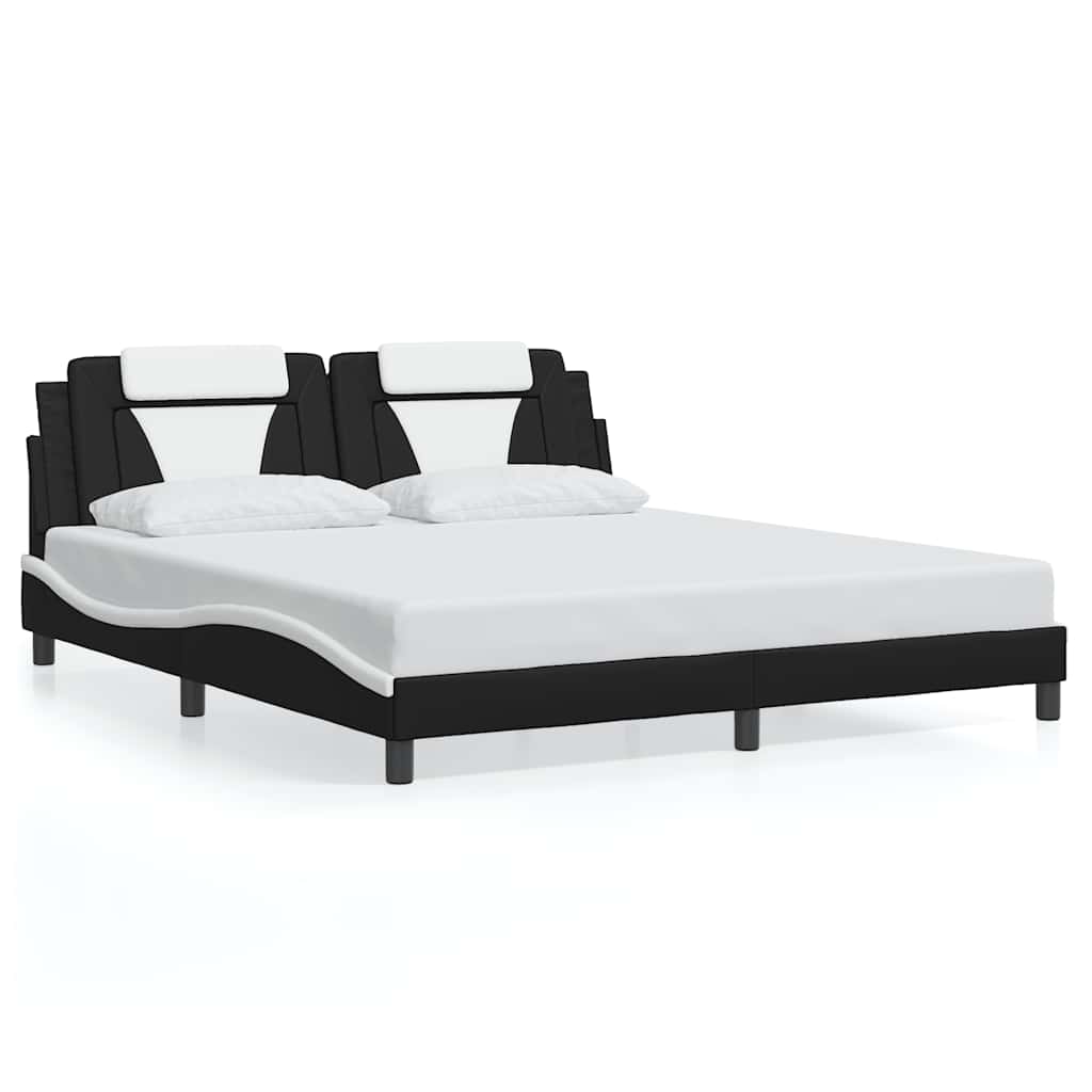 Cadre de lit Viana sans matelas noir et blanc 180x200 cm similicuir