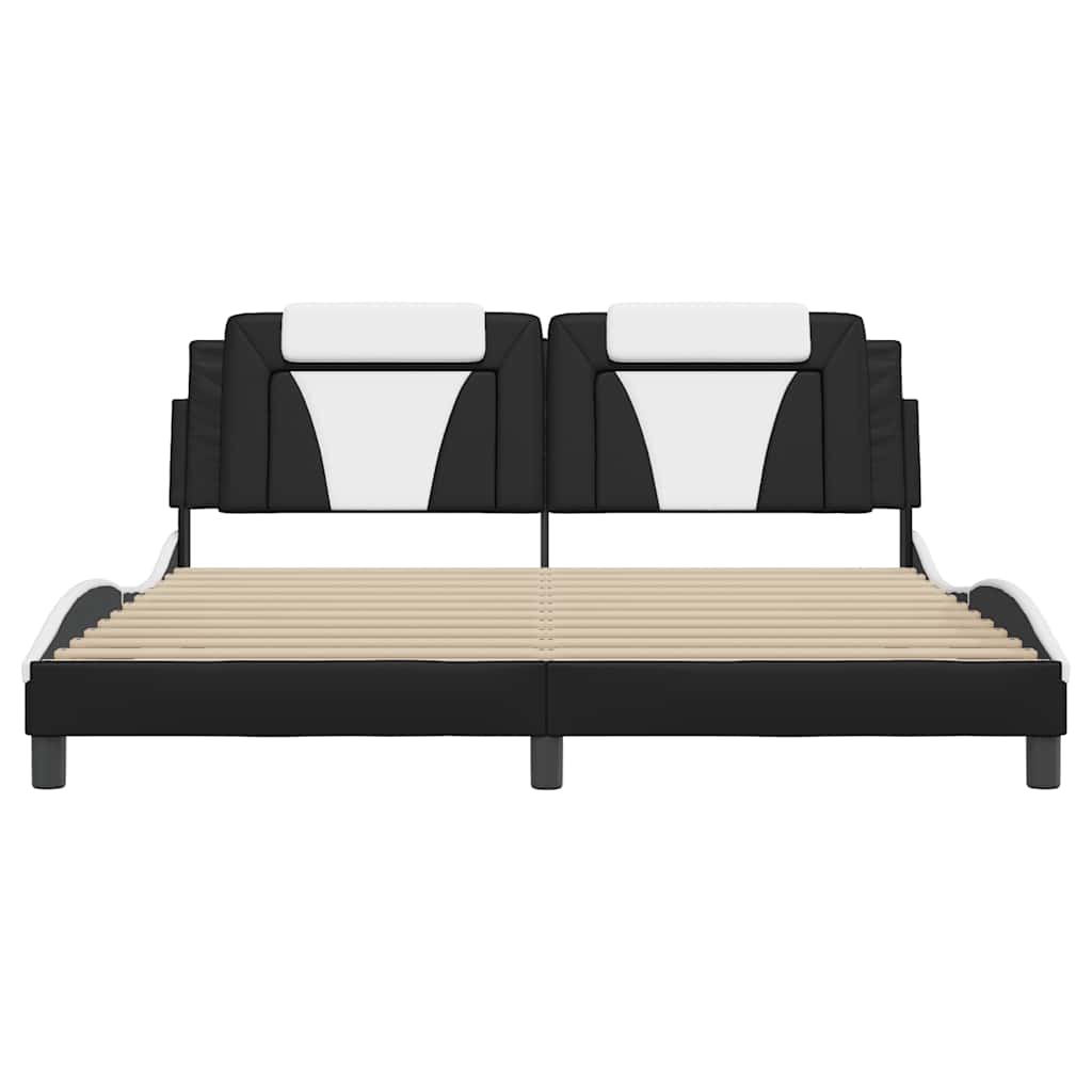 Cadre de lit Viana sans matelas noir et blanc 180x200 cm similicuir
