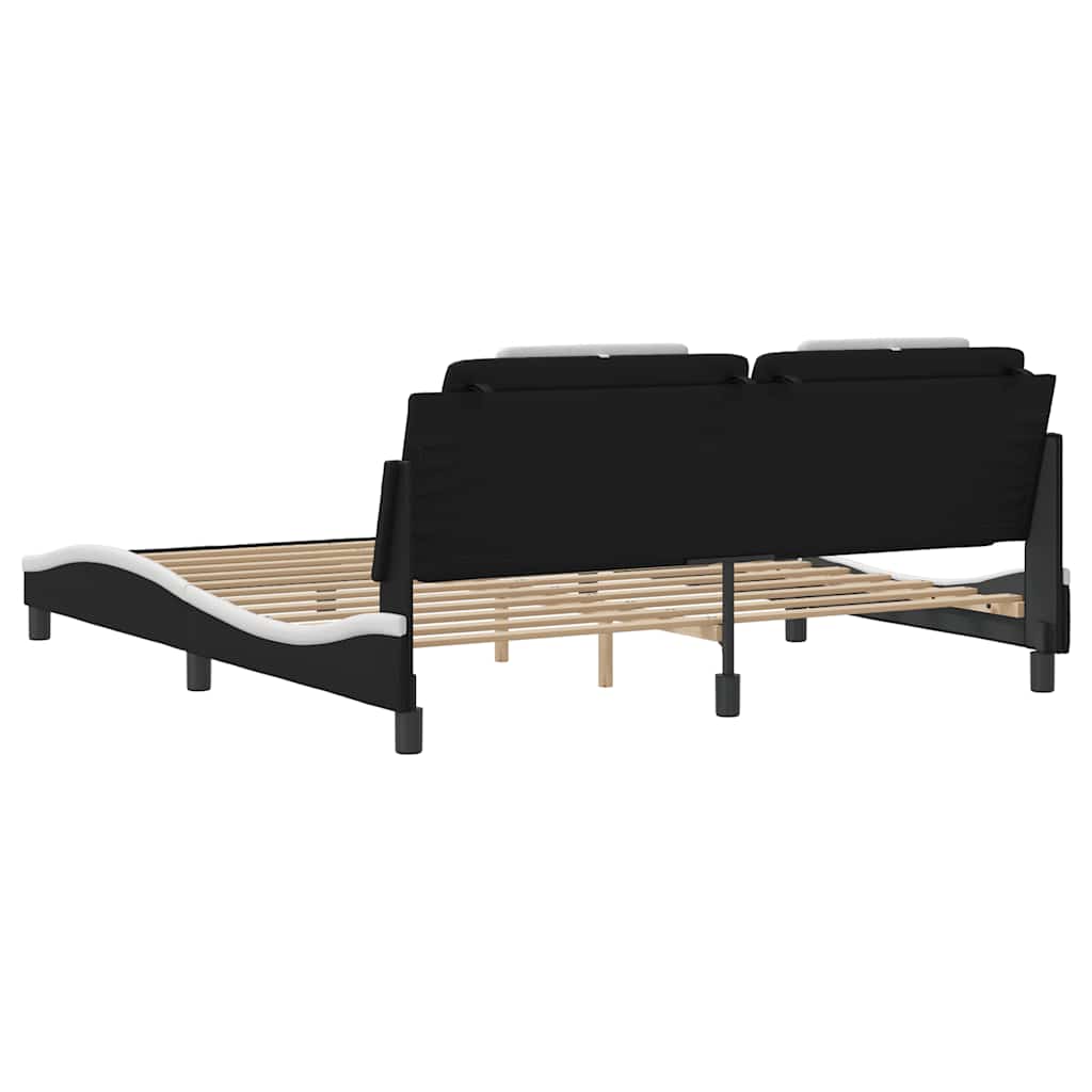 Cadre de lit Viana sans matelas noir et blanc 180x200 cm similicuir