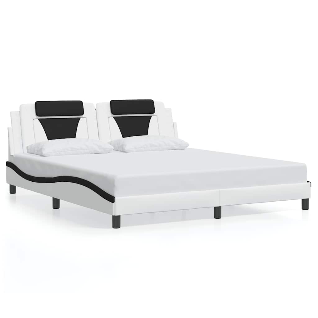 Cadre de lit Viana sans matelas blanc et noir 180x200 cm similicuir