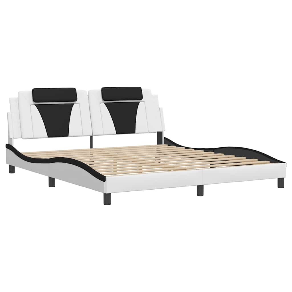 Cadre de lit Viana sans matelas blanc et noir 180x200 cm similicuir