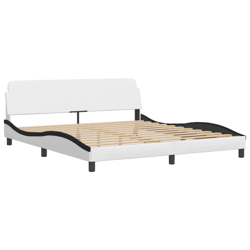 Cadre de lit sans matelas blanc et noir 180x200 cm similicuir - XIOS