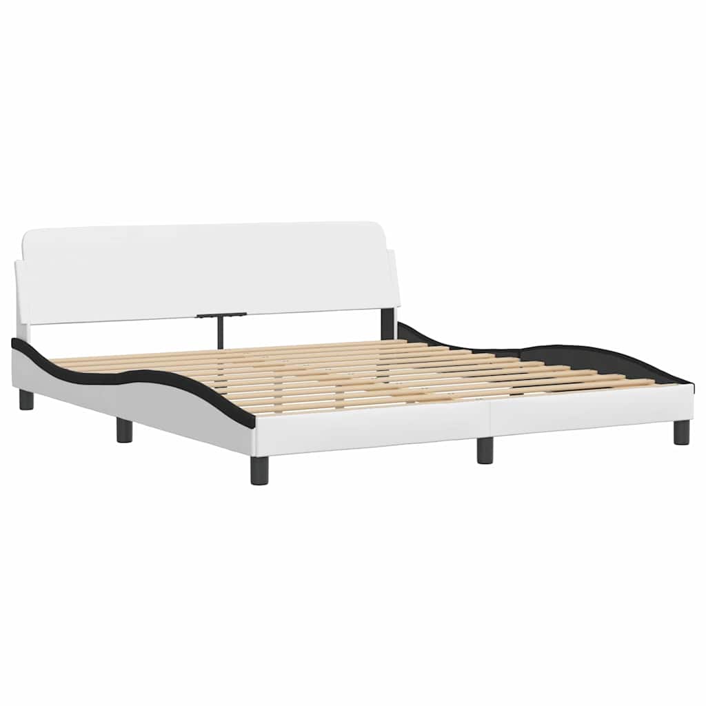 Cadre de lit Viana sans matelas blanc et noir 180x200 cm similicuir
