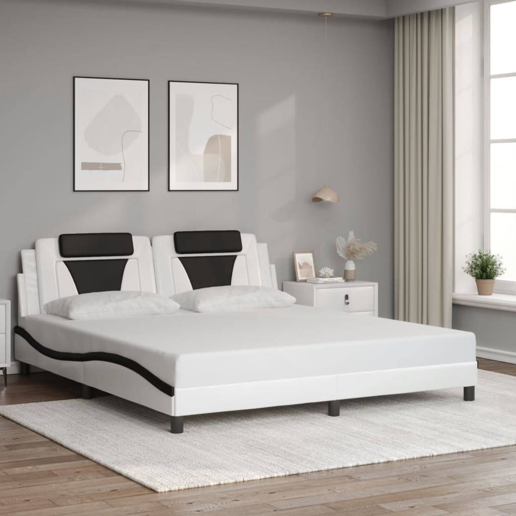 Cadre de lit sans matelas blanc et noir 180x200 cm similicuir - XIOS