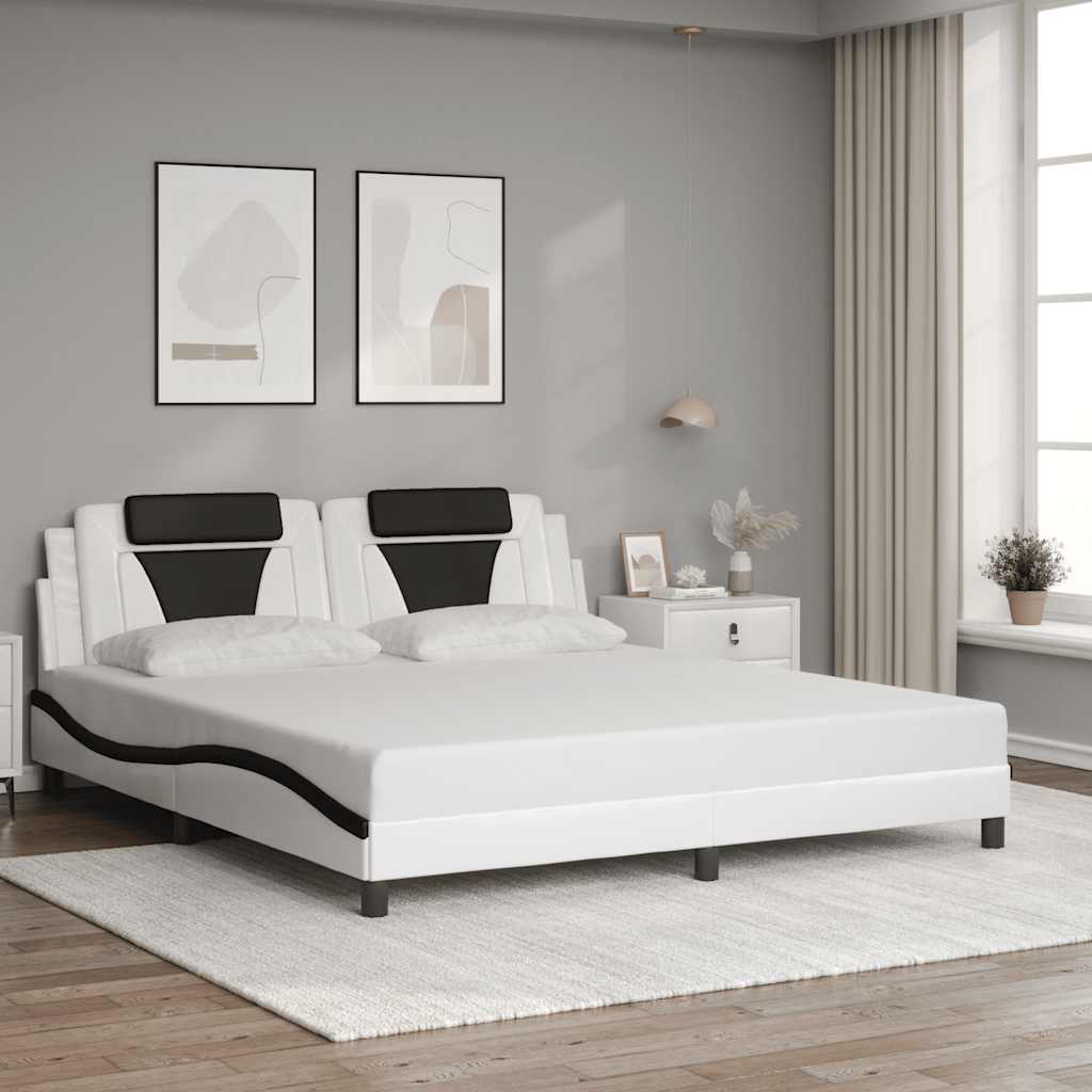 Cadre de lit Viana sans matelas blanc et noir 180x200 cm similicuir