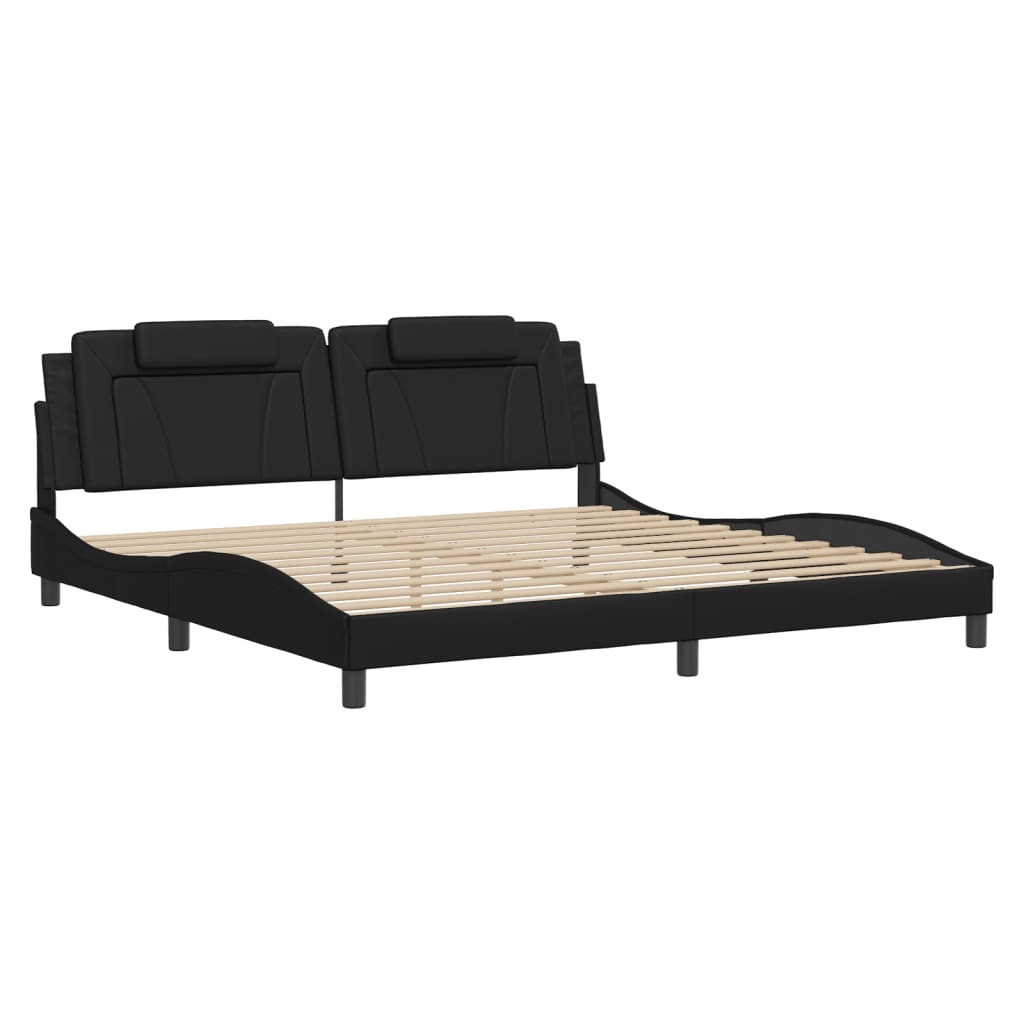Cadre de lit Viana sans matelas noir 200x200 cm similicuir - XIOS