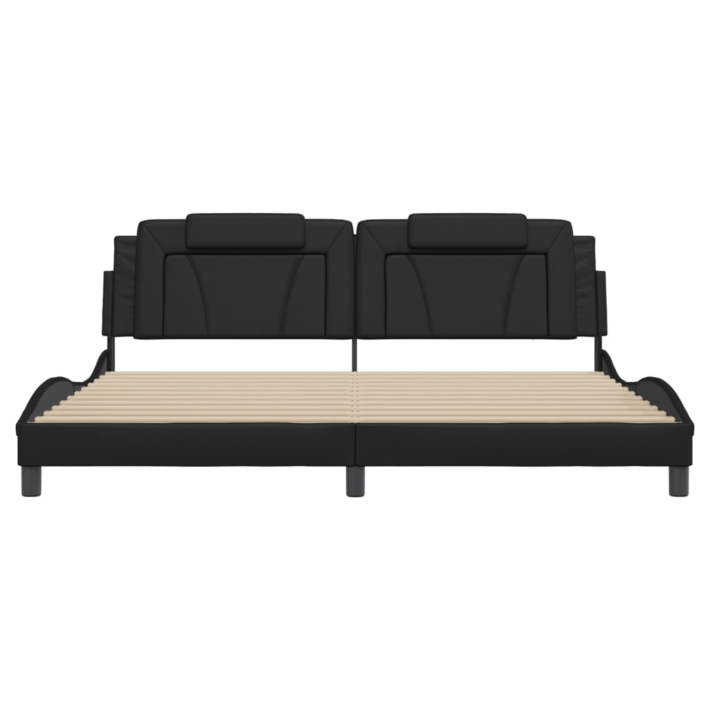Cadre de lit Viana sans matelas noir 200x200 cm similicuir - XIOS