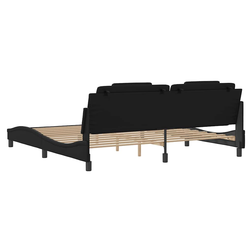 Cadre de lit Viana sans matelas noir 200x200 cm similicuir - XIOS