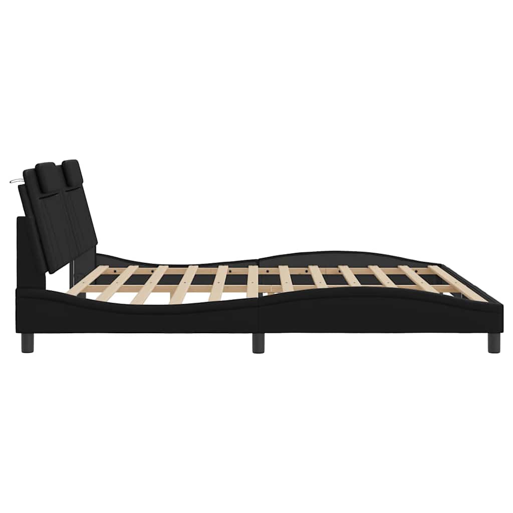 Cadre de lit Viana sans matelas noir 200x200 cm similicuir - XIOS