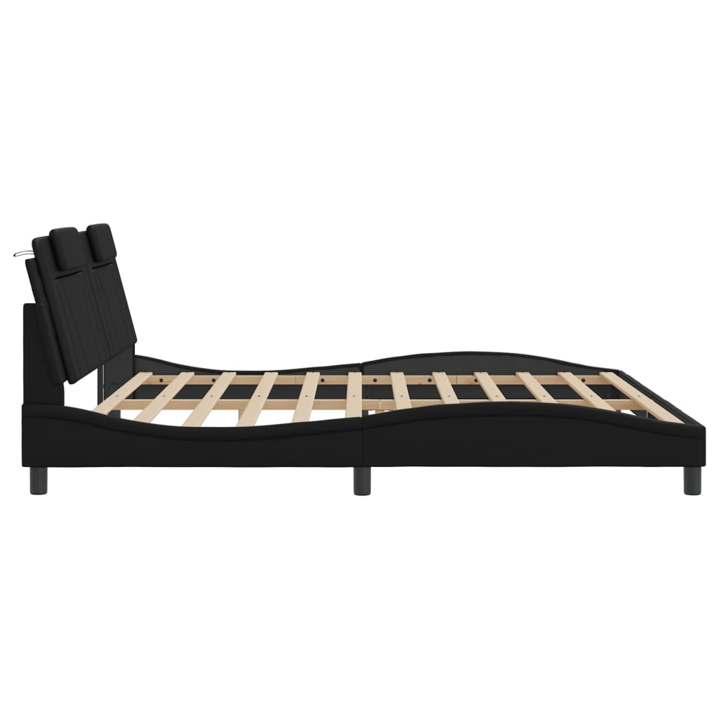Cadre de lit Viana sans matelas noir 200x200 cm similicuir - XIOS