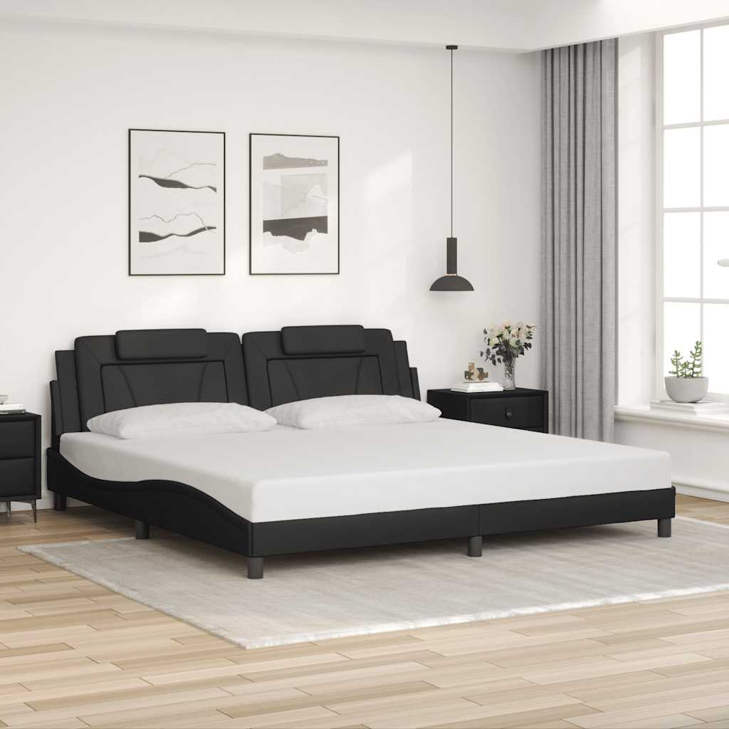 Cadre de lit Viana sans matelas noir 200x200 cm similicuir - XIOS