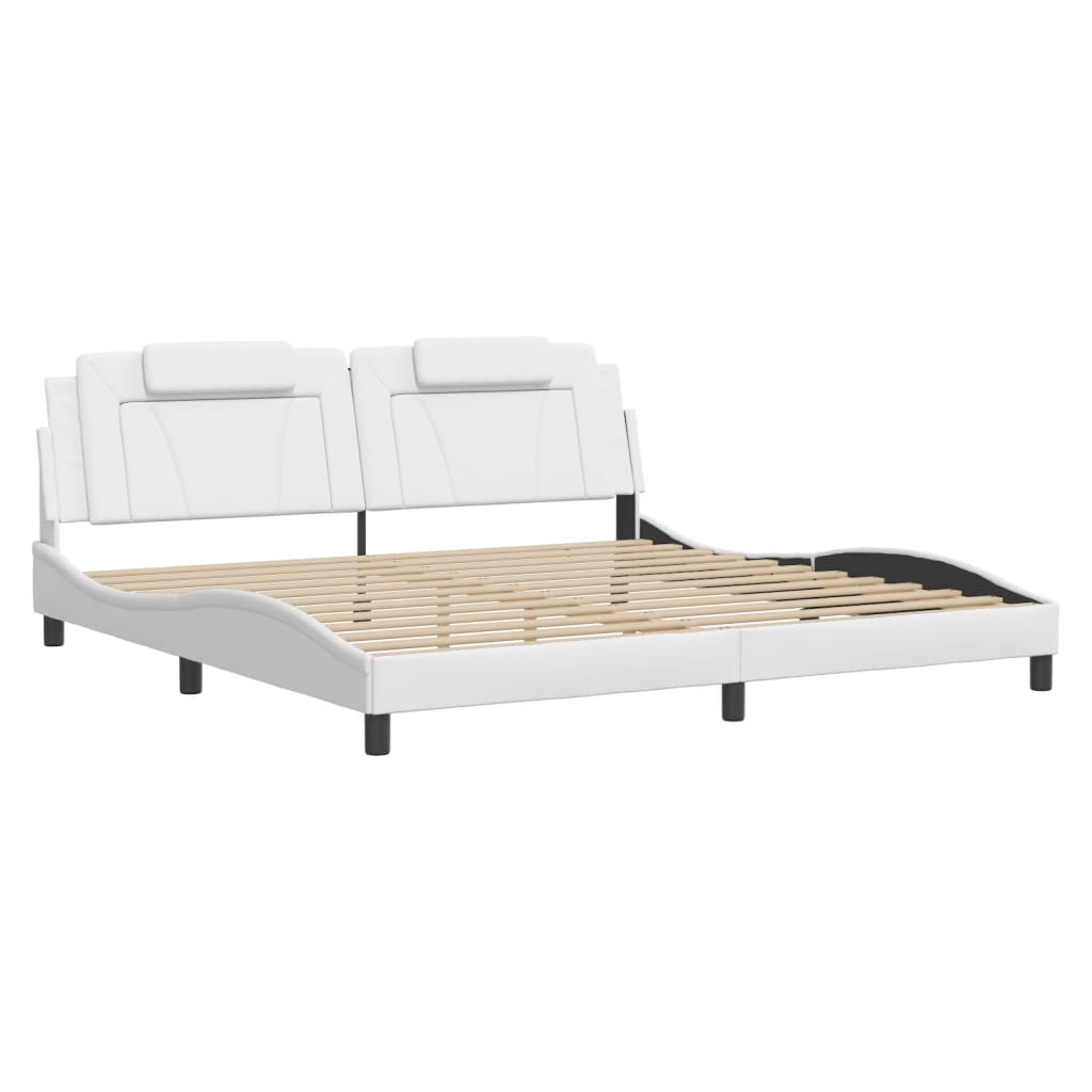 Cadre de lit Viana sans matelas blanc 200x200 cm similicuir