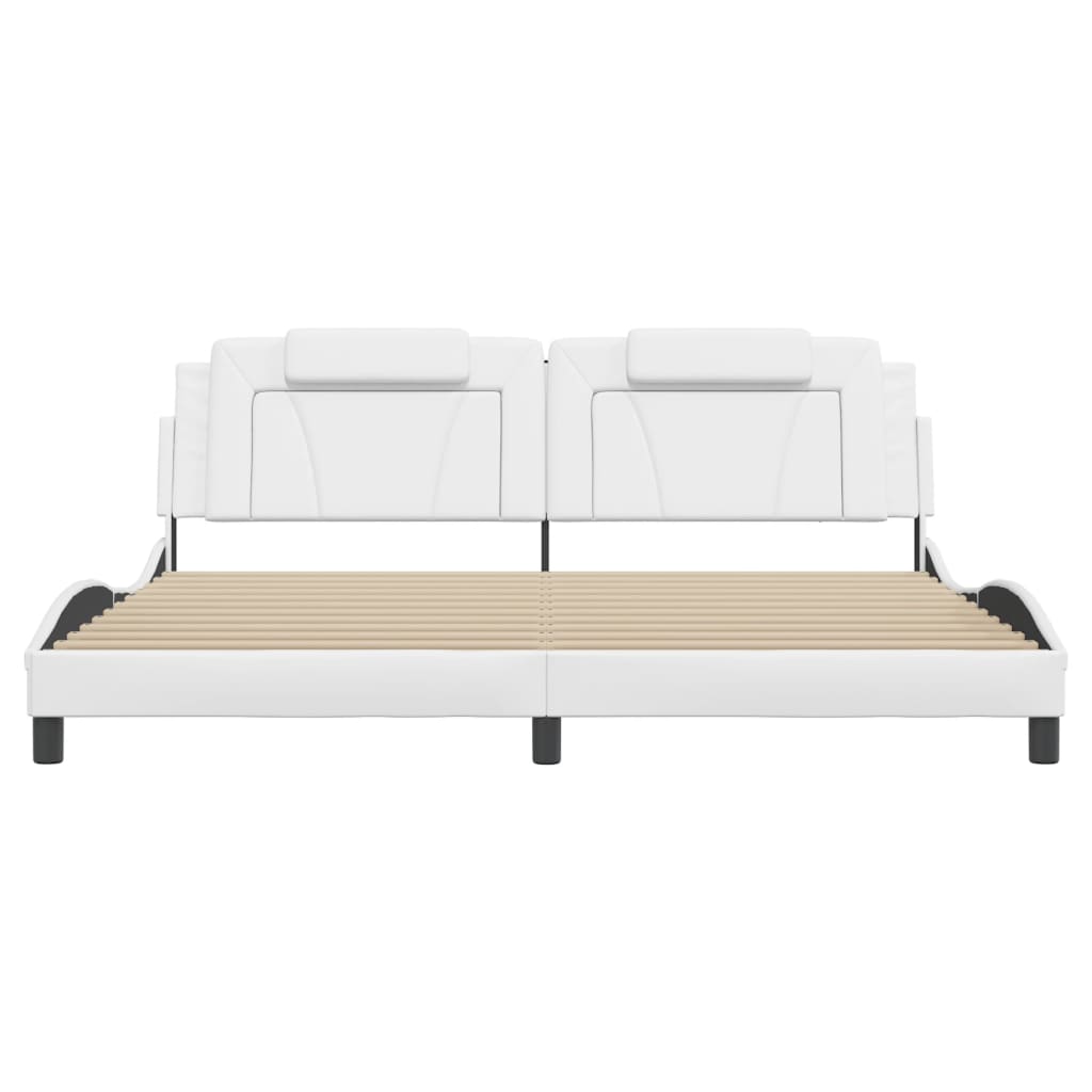 Cadre de lit Viana sans matelas blanc 200x200 cm similicuir