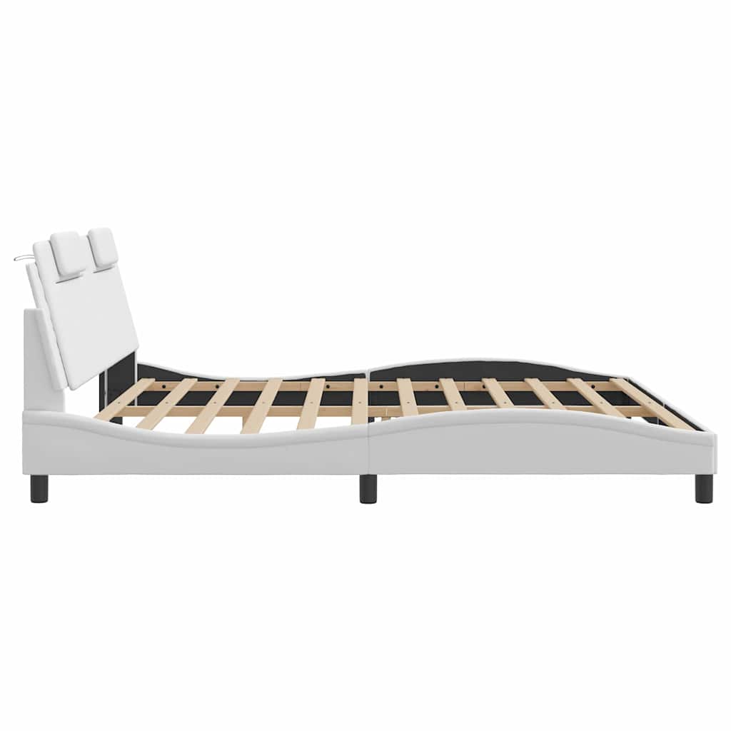 Cadre de lit Viana sans matelas blanc 200x200 cm similicuir - XIOS