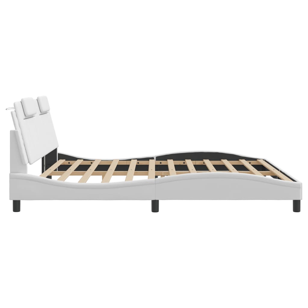 Cadre de lit Viana sans matelas blanc 200x200 cm similicuir - XIOS