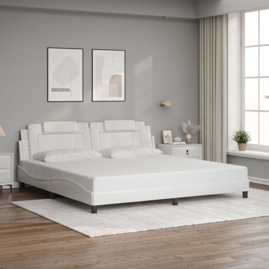 Cadre de lit Viana sans matelas blanc 200x200 cm similicuir - XIOS